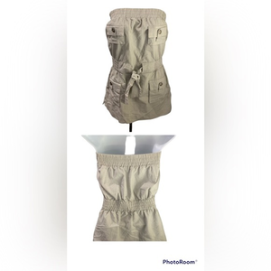 Abode Strapless Romper Skirt Front pockets elastic waist size small pin stripped